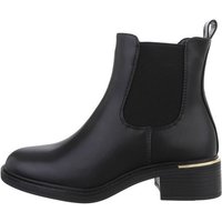 Ital-Design Damen Chelsea Freizeit Chelseaboots Blockabsatz Chelsea Boots in Schwarz von Ital-Design