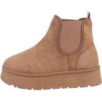 Ital-Design Damen Chelsea Freizeit Snowboots Flach Chelsea Boots in Hellbraun von Ital-Design