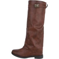 Ital-Design Damen Cowboyboots Freizeit Westernstiefel (81809857) Keilabsatz/Wedge Keilstiefel in Camel von Ital-Design