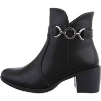 Ital-Design Damen Elegant Stiefelette Blockabsatz Klassische Stiefeletten in Schwarz von Ital-Design