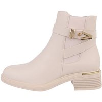 Ital-Design Damen Freizeit Chelseaboots Blockabsatz Klassische Stiefeletten in Beige von Ital-Design