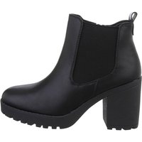 Ital-Design Damen Freizeit High-Heel-Stiefelette Blockabsatz High-Heel Stiefeletten in Schwarz von Ital-Design