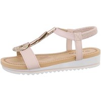 Ital-Design Damen Freizeit Riemchensandalette (86016999) Keilabsatz/Wedge Keilsandaletten in Beige von Ital-Design