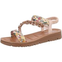 Ital-Design Damen Freizeit Riemchensandalette (86345152) Flach Riemchensandalen in Beige von Ital-Design