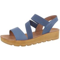 Ital-Design Damen Freizeit Riemchensandalette (86345230) Keilabsatz/Wedge Keilsandaletten in Blau von Ital-Design