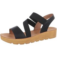 Ital-Design Damen Freizeit Riemchensandalette (86345236) Keilabsatz/Wedge Keilsandaletten in Schwarz von Ital-Design