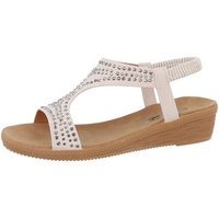 Ital-Design Damen Freizeit Riemchensandalette Keilabsatz/Wedge Keilsandaletten in Beige von Ital-Design