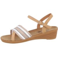 Ital-Design Damen Freizeit Riemchensandalette Keilabsatz/Wedge Keilsandaletten in Beige von Ital-Design