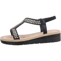 Ital-Design Damen Freizeit Riemchensandalette Keilabsatz/Wedge Keilsandaletten in Schwarz von Ital-Design