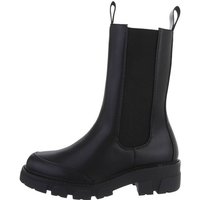 Ital-Design Damen Freizeit Stiefelette Blockabsatz Plateaustiefeletten in Schwarz von Ital-Design