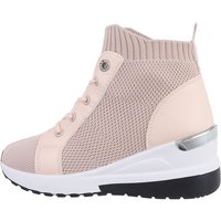 Ital-Design Damen High-Top Freizeit Sneakerboots Keilabsatz/Wedge Sneakers High in Altrosa von Ital-Design