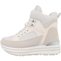 Ital-Design Damen High-Top Freizeit Sneakerboots Keilabsatz/Wedge Sneakers High in Beige von Ital-Design