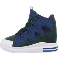 Ital-Design Damen High-Top Freizeit Sneakerboots Keilabsatz/Wedge Sneakers High in Blau von Ital-Design