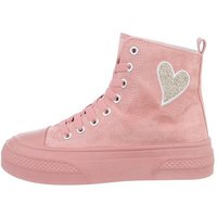 Ital-Design Damen High-Top Freizeit Sneakerboots Keilabsatz/Wedge Sneakers High in Rosa von Ital-Design