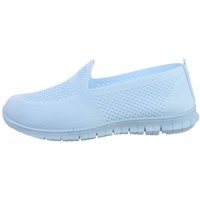 Ital-Design Damen Low-Top Freizeit Slipper Flach Sneakers Low in Hellblau von Ital-Design