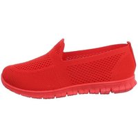 Ital-Design Damen Low-Top Freizeit Slipper Flach Sneakers Low in Rot von Ital-Design