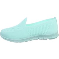 Ital-Design Damen Low-Top Freizeit Slipper Flach Sneakers Low in Türkis von Ital-Design