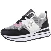 Ital-Design Damen Low-Top Freizeit Sneaker (86188138) Keilabsatz/Wedge Sneakers Low in Schwarz von Ital-Design