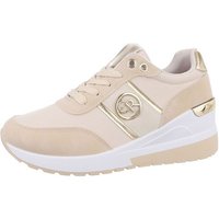 Ital-Design Damen Low-Top Freizeit Sneaker (86188211) Keilabsatz/Wedge Sneakers Low in Beige von Ital-Design