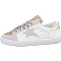 Ital-Design Damen Low-Top Freizeit Sneaker Flach Sneakers Low in Gold von Ital-Design