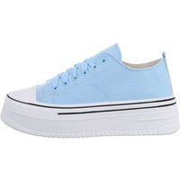 Ital-Design Damen Low-Top Freizeit Sneaker Flach Sneakers Low in Hellblau von Ital-Design