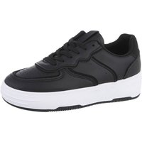 Ital-Design Damen Low-Top Freizeit Sneaker Flach Sneakers Low in Schwarz von Ital-Design