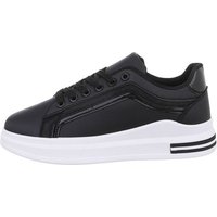 Ital-Design Damen Low-Top Freizeit Sneaker Flach Sneakers Low in Schwarz von Ital-Design