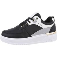 Ital-Design Damen Low-Top Freizeit Sneaker Flach Sneakers Low in Schwarz von Ital-Design