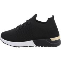 Ital-Design Damen Low-Top Freizeit Sneaker Flach Sneakers Low in Schwarz von Ital-Design