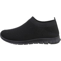 Ital-Design Damen Low-Top Freizeit Sneaker Flach Sneakers Low in Schwarz von Ital-Design