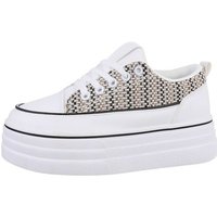 Ital-Design Damen Low-Top Freizeit Sneaker Flach Sneakers Low in Weiß von Ital-Design