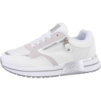 Ital-Design Damen Low-Top Freizeit Sneaker Flach Sneakers Low in Weiß von Ital-Design