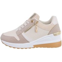 Ital-Design Damen Low-Top Freizeit Sneaker Keilabsatz/Wedge Sneakers Low in Beige von Ital-Design