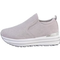 Ital-Design Damen Low-Top Freizeit Sneaker Keilabsatz/Wedge Sneakers Low in Grau von Ital-Design