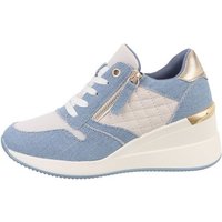 Ital-Design Damen Low-Top Freizeit Sneaker Keilabsatz/Wedge Sneakers Low in Hellblau von Ital-Design