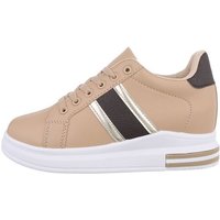 Ital-Design Damen Low-Top Freizeit Sneaker Keilabsatz/Wedge Sneakers Low in Hellbraun von Ital-Design