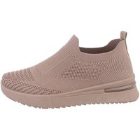 Ital-Design Damen Low-Top Freizeit Sneaker Keilabsatz/Wedge Sneakers Low in Hellbraun von Ital-Design