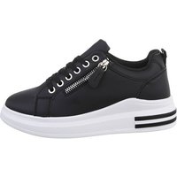 Ital-Design Damen Low-Top Freizeit Sneaker Keilabsatz/Wedge Sneakers Low in Schwarz von Ital-Design