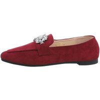 Ital-Design Damen Mokassins Elegant Slipper Blockabsatz Mokassins in Weinrot von Ital-Design