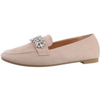 Ital-Design Damen Mokassins Freizeit Slipper (81278204) Blockabsatz Mokassins in Beige von Ital-Design