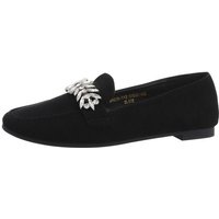 Ital-Design Damen Mokassins Freizeit Slipper (81278210) Blockabsatz Mokassins in Schwarz von Ital-Design