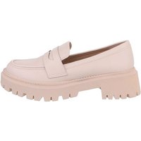 Ital-Design Damen Mokassins Freizeit Slipper (84018741) Blockabsatz Mokassins in Beige von Ital-Design