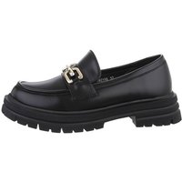 Ital-Design Damen Mokassins Freizeit Slipper (86016594) Blockabsatz Mokassins in Schwarz von Ital-Design