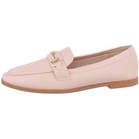 Ital-Design Damen Mokassins Freizeit Slipper Blockabsatz Mokassins in Beige von Ital-Design