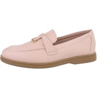 Ital-Design Damen Mokassins Freizeit Slipper Blockabsatz Mokassins in Beige von Ital-Design