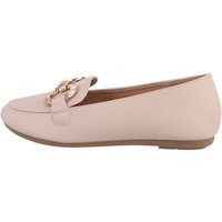 Ital-Design Damen Mokassins Freizeit Slipper Blockabsatz Mokassins in Beige von Ital-Design