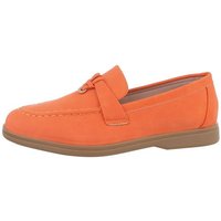 Ital-Design Damen Mokassins Freizeit Slipper Blockabsatz Mokassins in Orange von Ital-Design