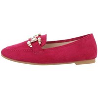 Ital-Design Damen Mokassins Freizeit Slipper Blockabsatz Mokassins in Rot von Ital-Design