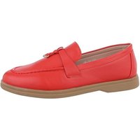 Ital-Design Damen Mokassins Freizeit Slipper Blockabsatz Mokassins in Rot von Ital-Design