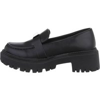 Ital-Design Damen Mokassins Freizeit Slipper Blockabsatz Mokassins in Schwarz von Ital-Design